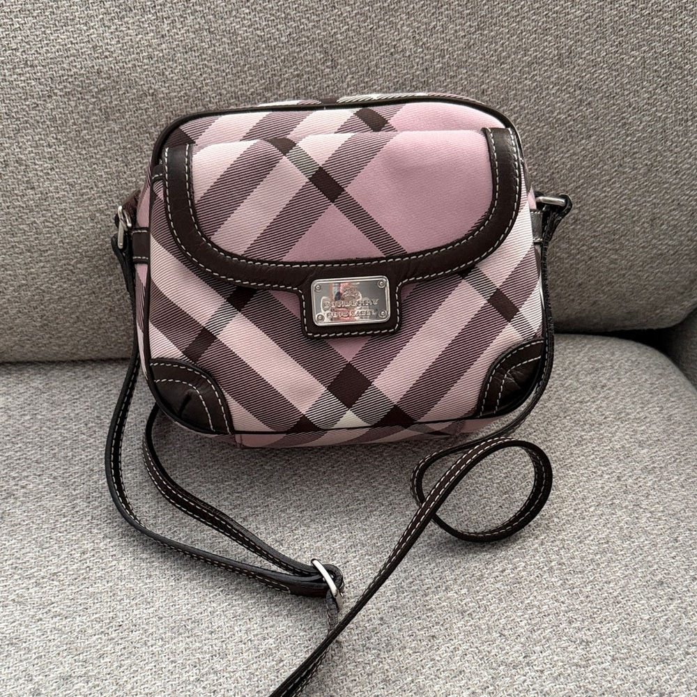 Vintage Burberry Blue Label Pink and Brown Nova Check Crossbody Bag